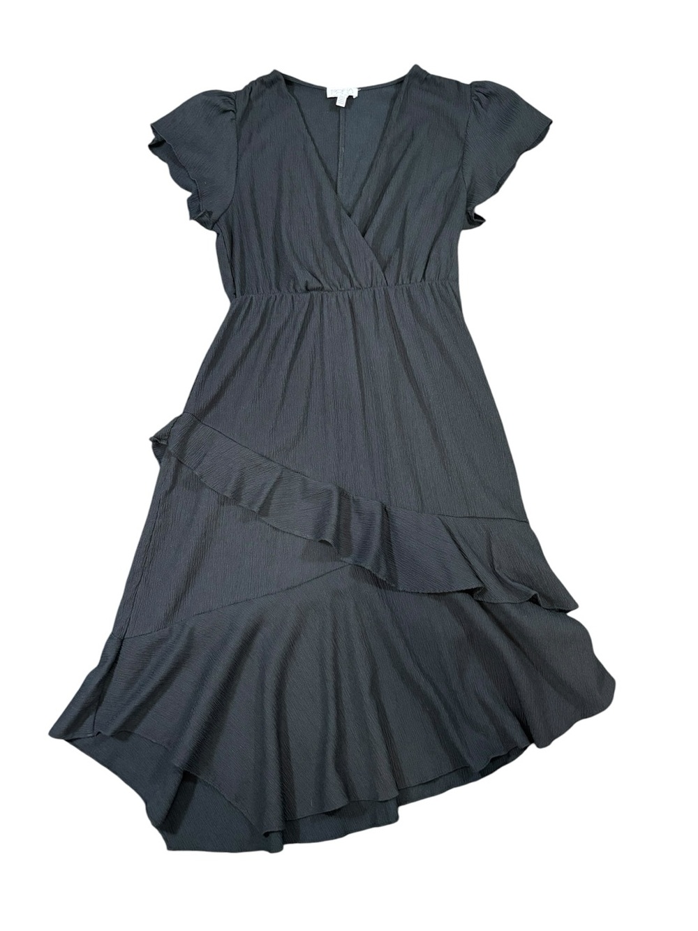 Sofia Jeans by Sofia Vergara Black Romantic Ruffled Faux Wrap Dress Size Medium
